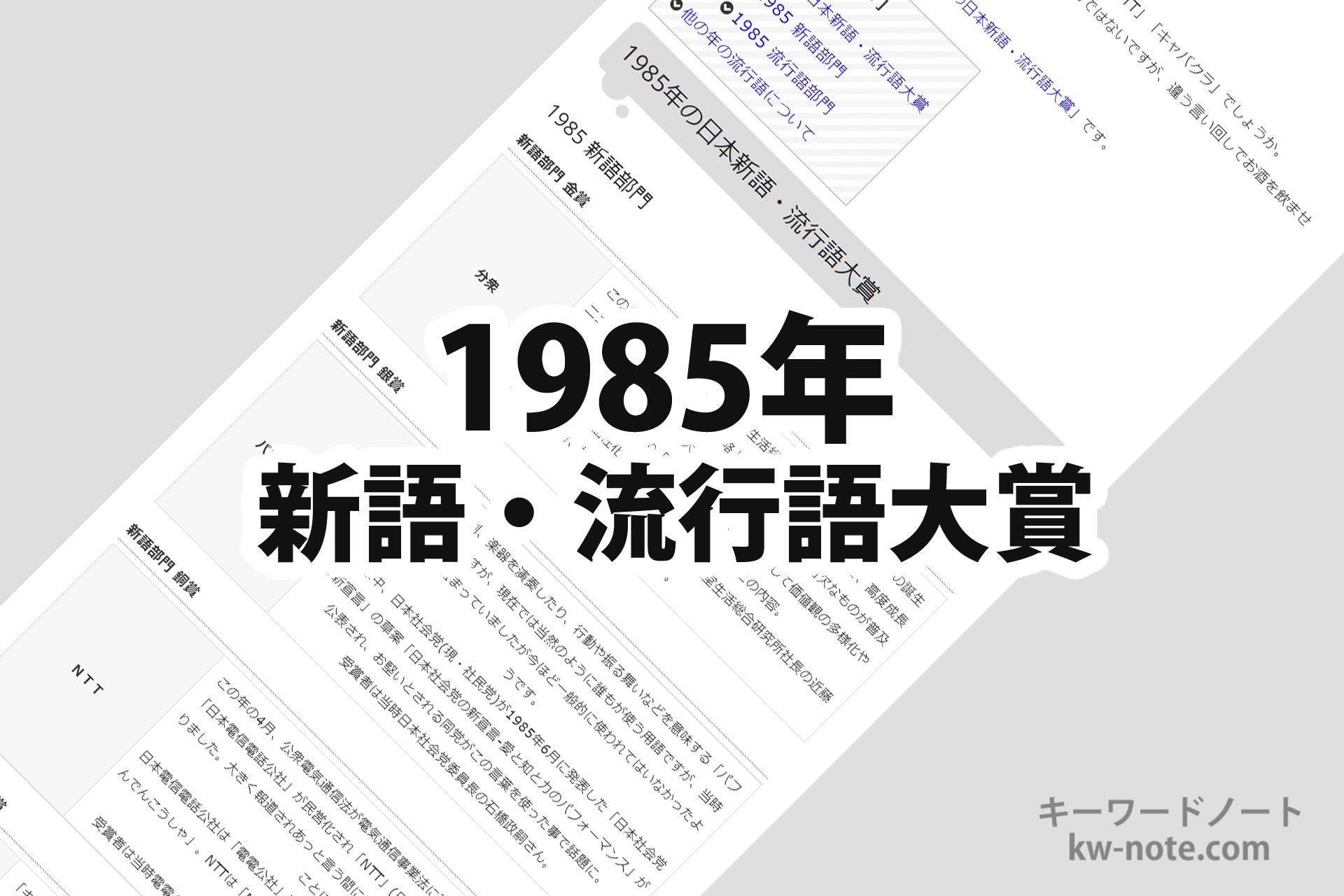 1985年(昭和60年)の「日本新語・流行語大賞」一覧と解説