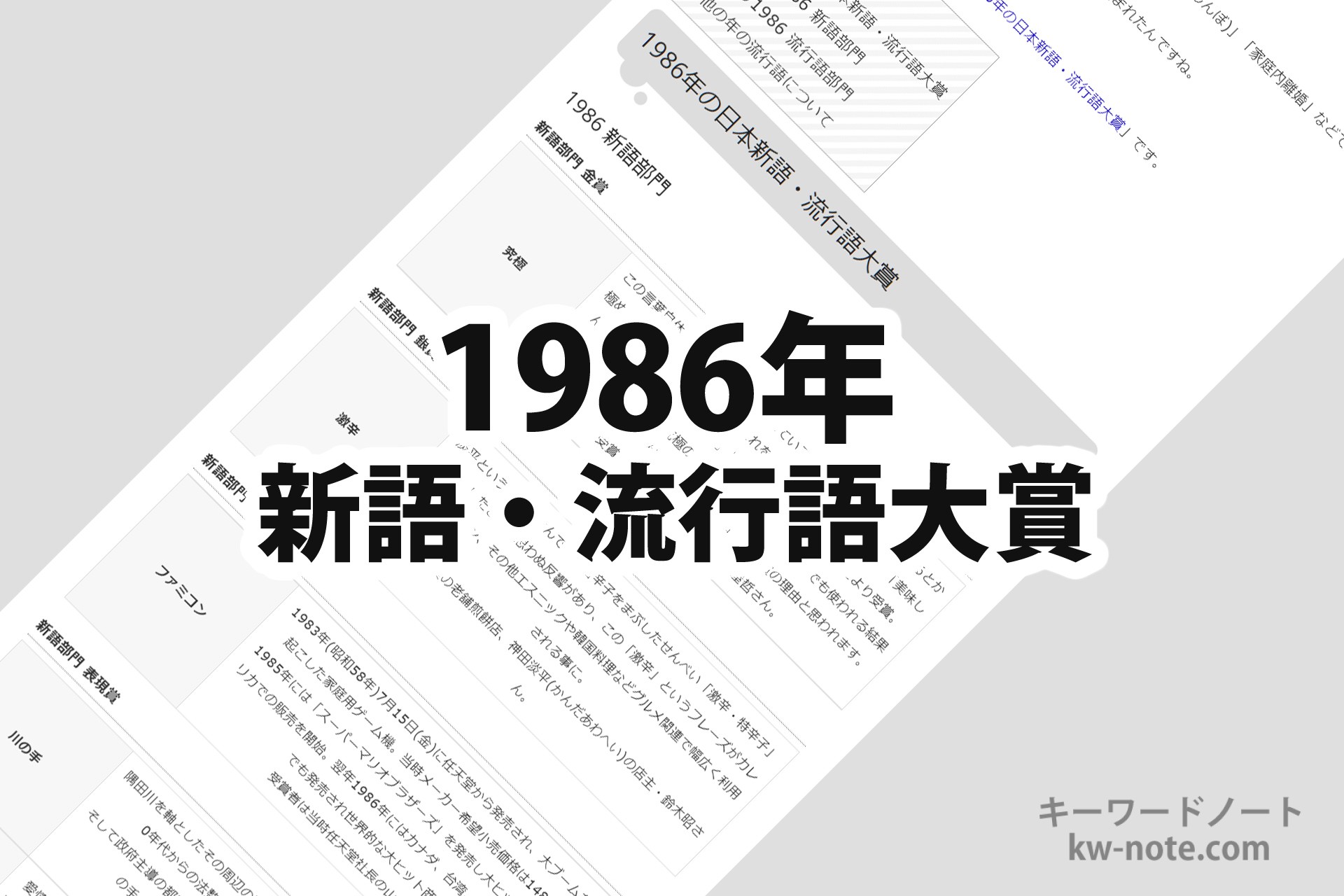 1986年(昭和61年)の「日本新語・流行語大賞」一覧と解説