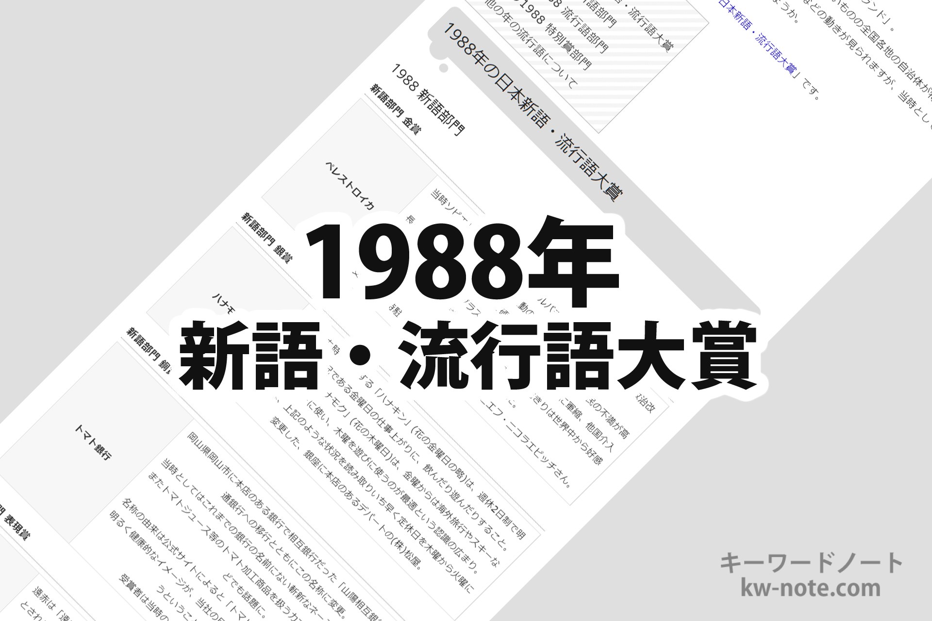 1988年(昭和63年)の「日本新語・流行語大賞」一覧と解説