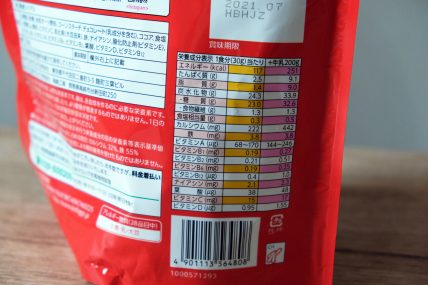 チョコワの栄養成分表