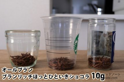 10gを「モロゾフ」「トールサイズのカップ」「ワンカップ大関」に入れた時の目安