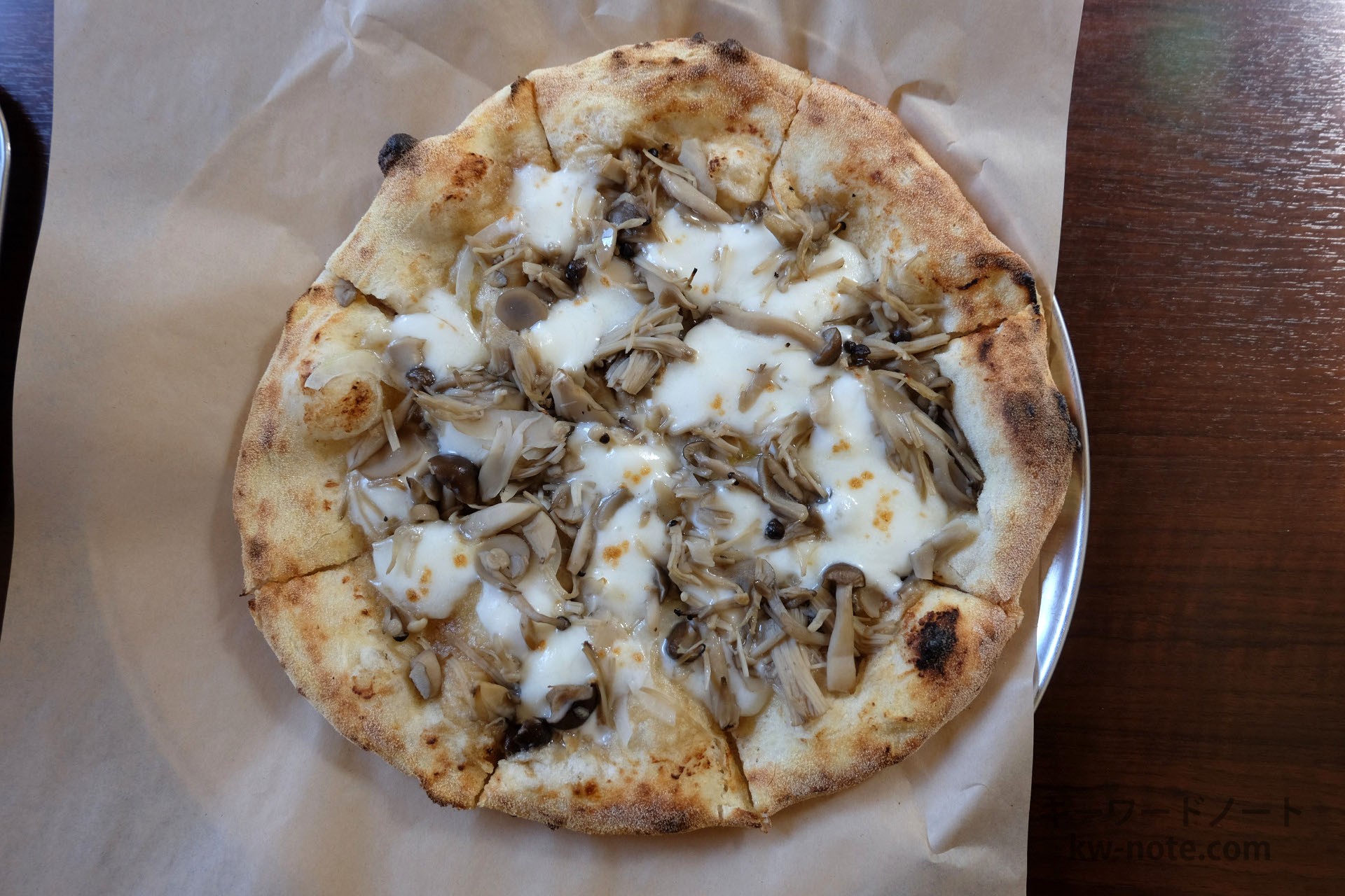 上から見たピザ